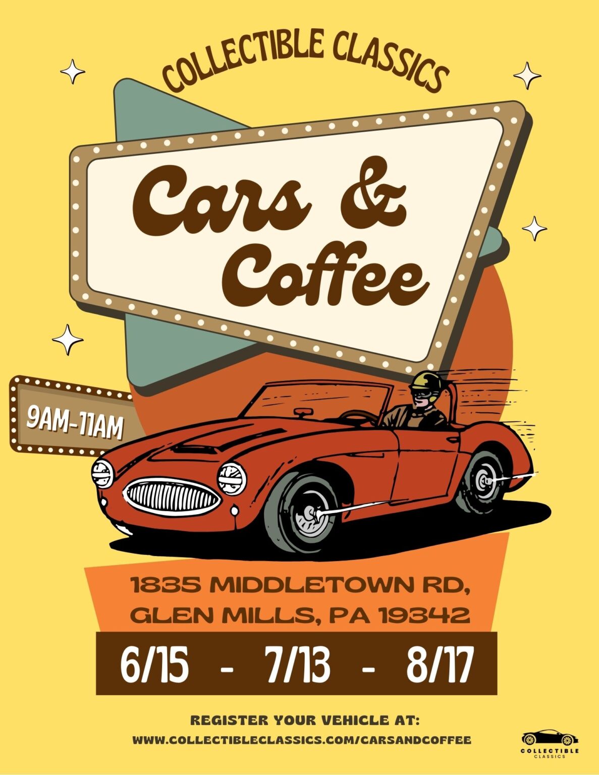 Collectible Classics Cars & Coffee event poster